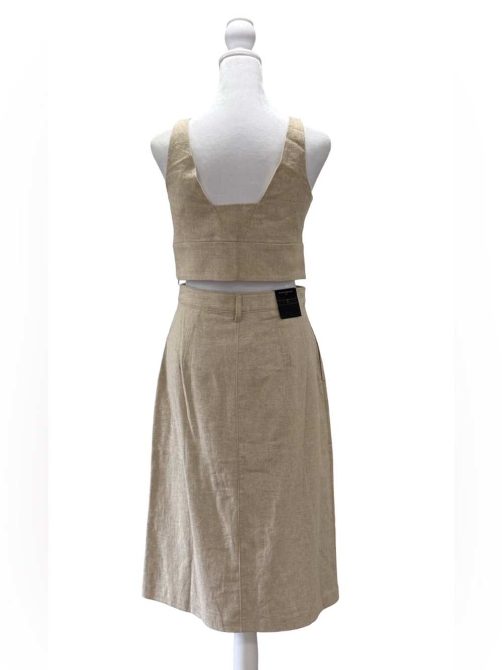 NWT Banana Republic Linen Pleated Midi Skirt & Crop Top Set size 4 women - Picture 5 of 16